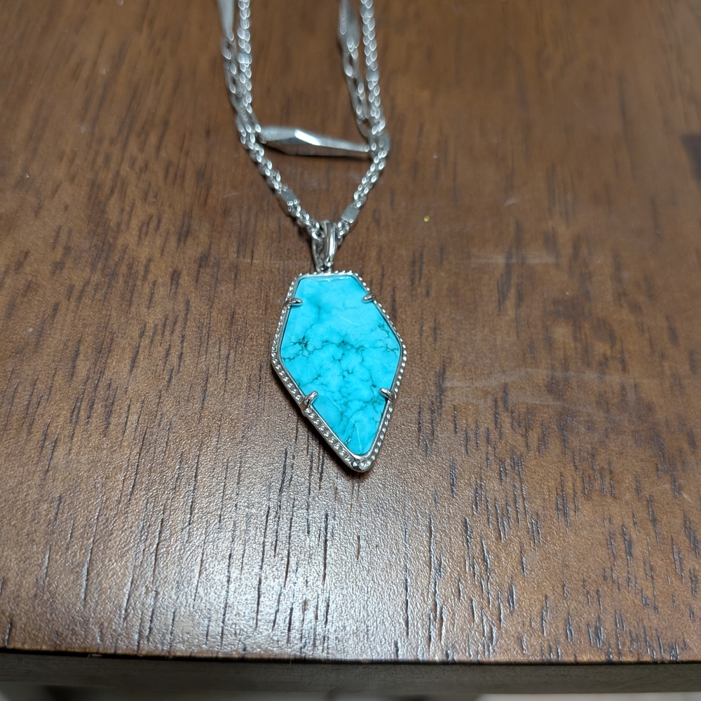Kendra Scott Turquoise Silver Pendant Necklace
